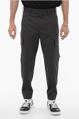 Loose Fit Cargo Pants with Drawstring Waist in Gray