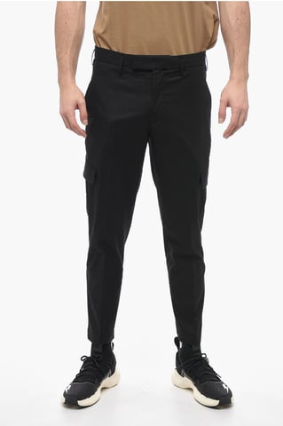 Hidden Fastening NATE Skinny Fit Cargo Pants in Black