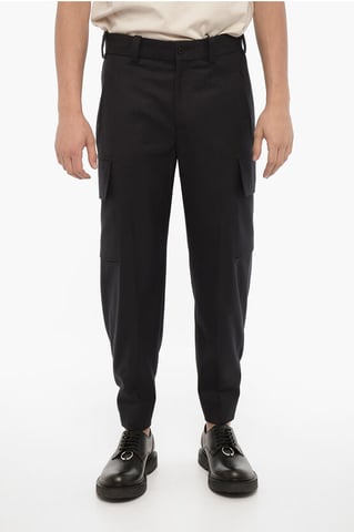 Loose Fit FIREMAN Cargo Pants with Ankle Button in Blue