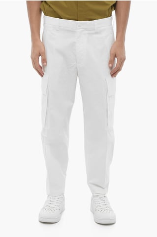Loose Fit Cargo Pants with Belt Loops in White