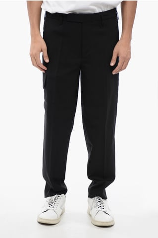 Virgin Wool Blend NATE Cargo Pants in Black