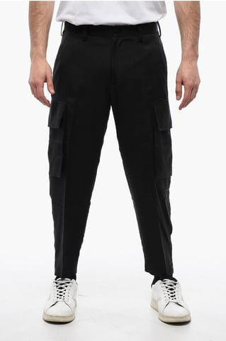 Silk Blend FIREMAN Cargo Pants in Black