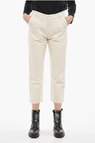 Cropped Straight-leg Denims in White