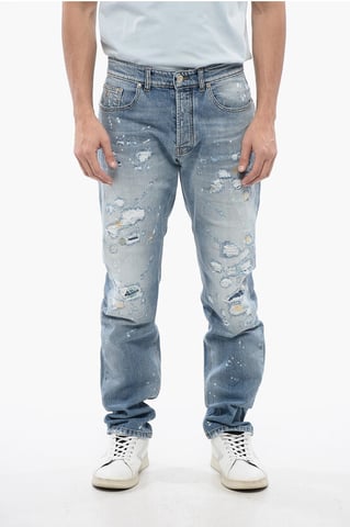 Distressed Effect SID Regular Fit Jeans 18 cm in Blue