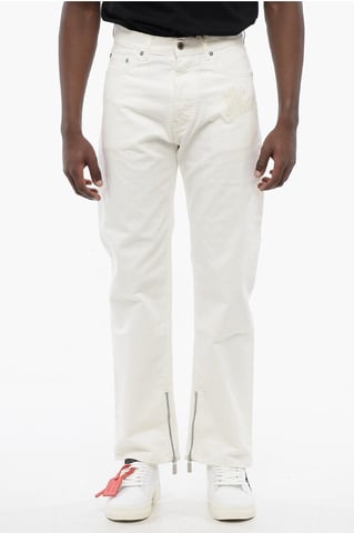 Stretch denim jeans met enkelrits 20 cm in wit