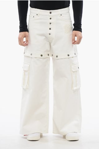 Baggy Fit Jeans met geborduurd logo in wit