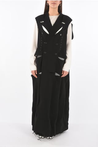 MM0 virgin wool double brested coat in Black