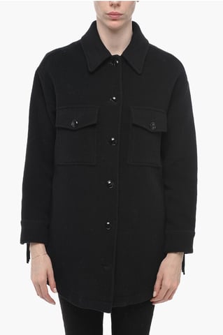 Wool ALASKAN Coat with Collar in Black