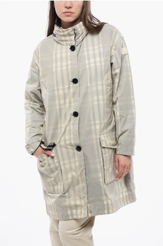 Tartan PEONY Coat With Hidden Hood in Beige