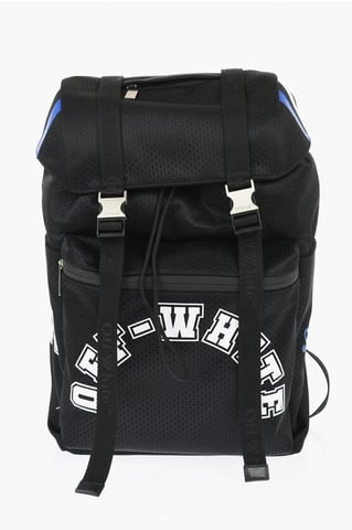 Perforated Nylon Hiking Backpack with Contrasting Details in Black
