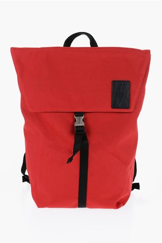 Tvåfärgad CITY FLAP nylonryggsäck i Nero, Rosso