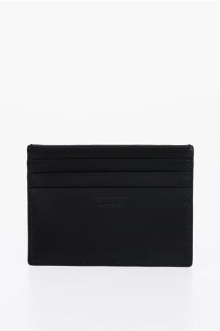 Leather FAIR-ISLE THUNDERBOLT Card Holder with Contrast Prin in Black
