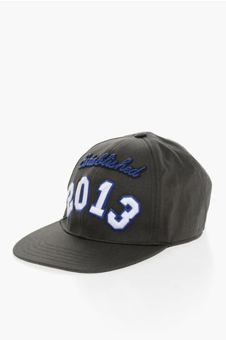 Embroidered Cotton Twill Cap in Brown