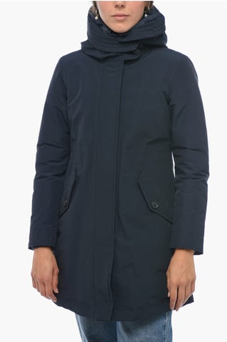 Solid Color Down Jacket with Removable Inner in Blue