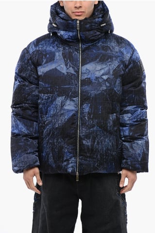 Monogram Patterned SIERRA LEONE Puffer Jacket in Blue