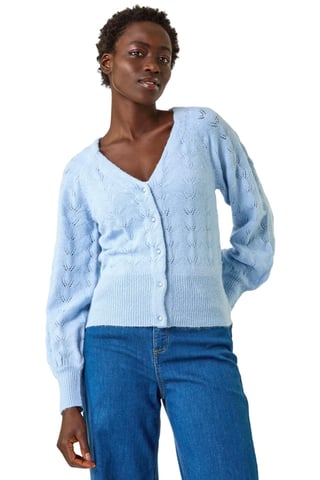 Pointelle Detail Knit Cardigan