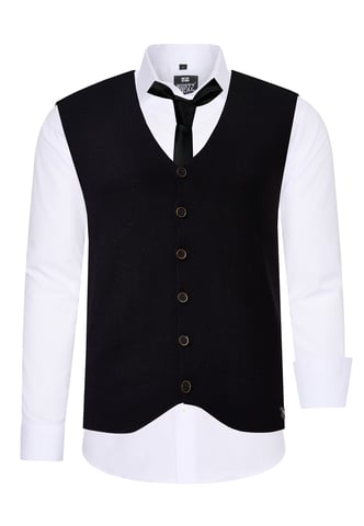 Shirt with vest and tie 3 piece set