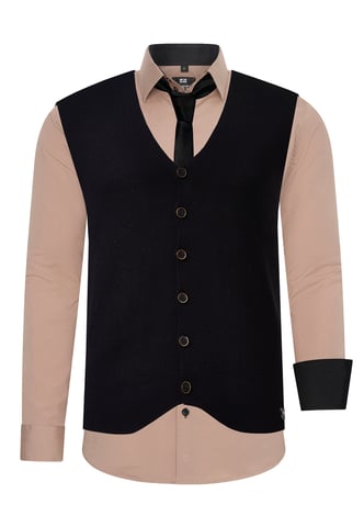 Shirt with vest and tie 3 piece set