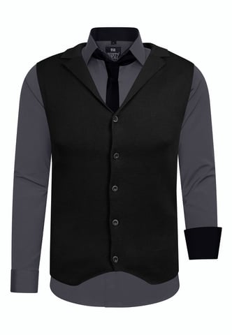 Shirt with vest and tie 3 piece set