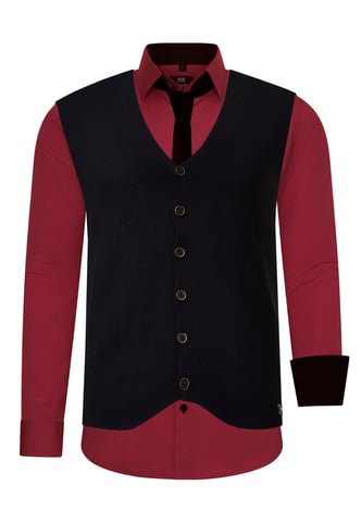 Shirt with vest and tie 3 piece set