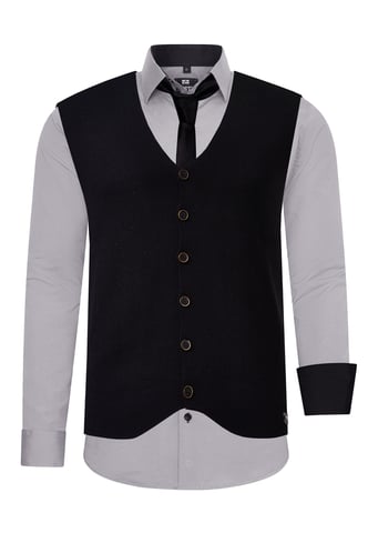 Shirt with vest and tie 3 piece set