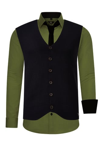Shirt with vest and tie 3 piece set