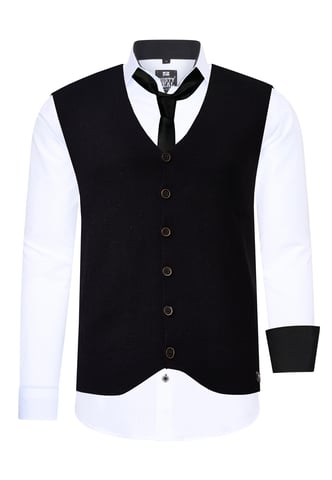 Shirt with vest and tie 3 piece set