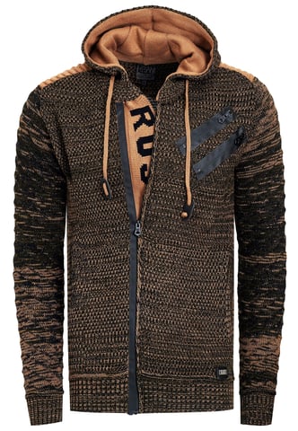Full Zip Chunky Knit Hooded Cardigan