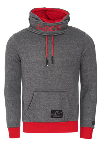 Stand-up collar sweatshirt with hood