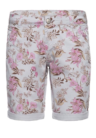 Amor, Truth & Trust Damen ATT JEANS Feminine Jeansshorts mit floralem All-Over Print Lola hellgrau