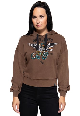 Queen Kerosin Damen Hoodie Wild Ones Ride Free dunkelbraun