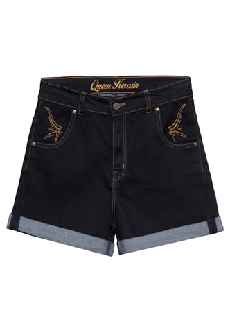 Queen Kerosin Damen Denim Shorts schwarz