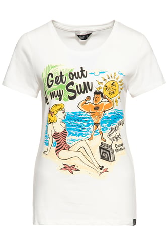 Queen Kerosin Damen Classic T-Shirt Get out of my sun offwhite