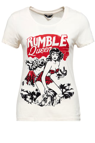 Queen Kerosin Damen QUEEN KEROSIN T-Shirt im Vintage Look Rumble Queen offwhite