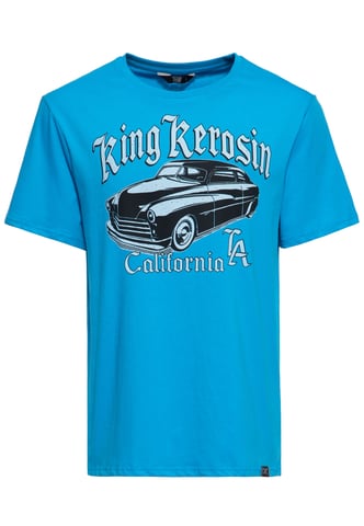 King Kerosin Herren T-Shirt California Greaser blau