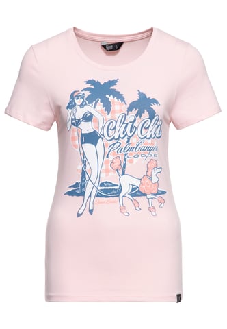 Queen Kerosin Damen T-Shirt Chi Chi Beach Poodle pink