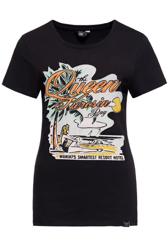 Queen Kerosin Damen Print T-Shirt Queens Bay schwarz