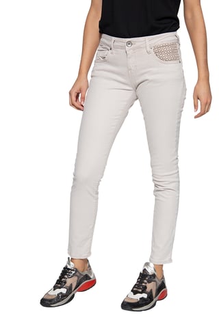 Amor, Truth & Trust Damen ATT JEANS 5-Pocket Jeans mit Lochstickerei am Tascheneingriff Leoni beige