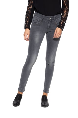 Amor, Truth & Trust Damen ATT JEANS Damen 5-Pocket Jeans mit Strukturstickerei am Tascheneingriff Venus grau