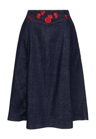 Queen Kerosin Damen Western Swingrock Roses Denim