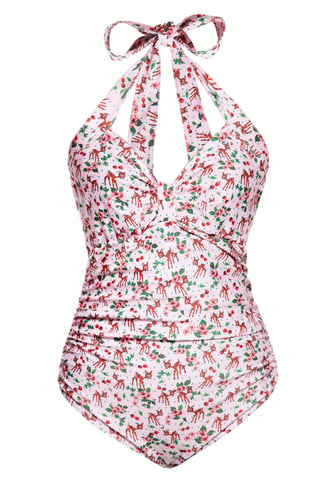 Queen Kerosin Damen Swimsuit Deer rosa