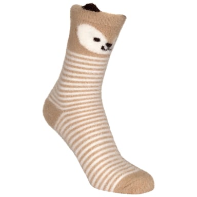 Trespass Childrens/Kids Cosy Animal Face Socks (Beige)