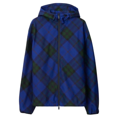 Burberry Blå House Check Huva Jacka