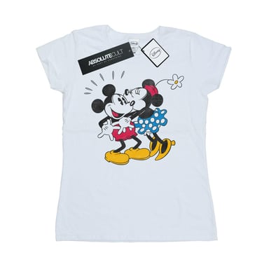 Disney Womens/Ladies Mickey And Minnie Kiss Cotton T-Shirt (White)