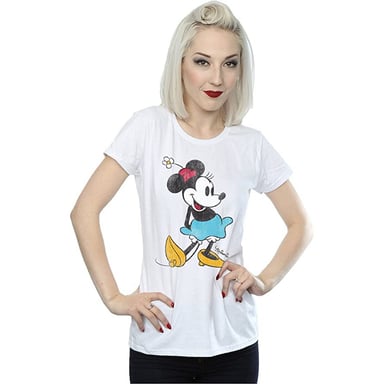 Disney Womens/Ladies Classic Minnie Mouse Cotton T-Shirt (White)