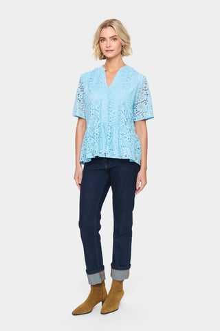 Blouse met korte mouwen Regular fit Airy Blue light blue