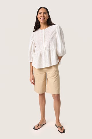 Blouse with short sleeve Loose fit Broken White