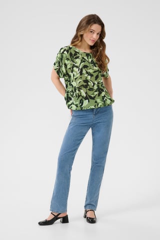 Blouse met korte mouwen Relaxed fit Green Blurry Leafs green