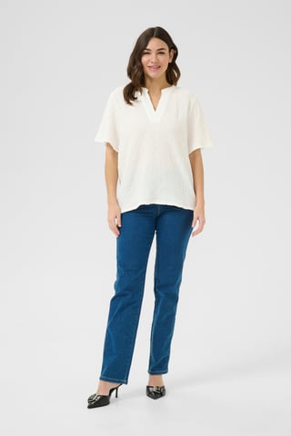 Blouse with short sleeve Regular fit Chalk
