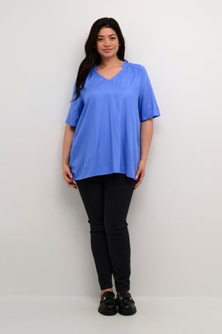 Blouse with short sleeve A-shape Ultramarine